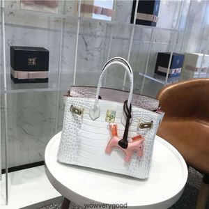 Sacs de créateurs Fourre-tout de mode de luxe Sac à main en cuir véritable crocodile blanc de l'Himalaya Sac à main en cuir pour femme