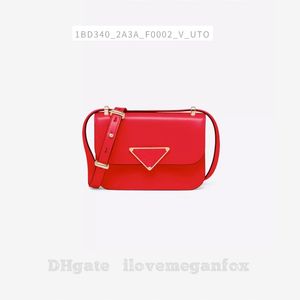 Designer Bags Luxe mode leren damesschoudertas met driehoekig logo Fashion Bags Crossbody Bag handtas Rood artikelnr.: 1BD340_2A3A_V_UTO