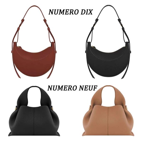 Bolsos de diseñador Numero dix Neuf sac half moon cyme Tonca Textured UN NANO Becerro Cuero Cross Body Mujer Bolso Sillín Hobo Underarm Mini Bolsos de hombro DD3GD