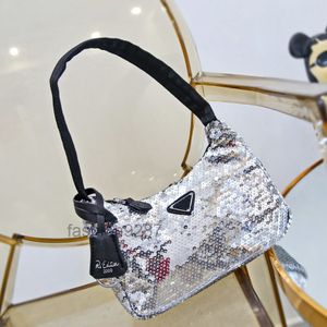 sacs de créateurs PA Femmes Glitter Underarm Bag Luxurys Sacs Italie Milano Reflection Sacs à main de haute qualité Black Fashion Nylon Tote Half Moo