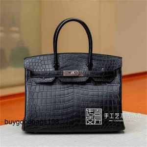 Designer tassen Platium vrouwen handgemaakte designer Deigner handtas Pure Nile Crocodile Kin zwart mat Bk30cm Ilver gesp Bb hebben logo