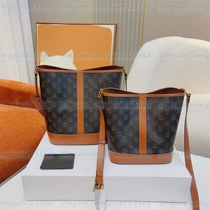 Bolsos de diseñador Bolso de cuero real Logotipo de los hombres de las mujeres Bolso de cubo Bolsos de lujo Diseñador Canal de moda Patrón simple Bolsos de hombro de moda monedero