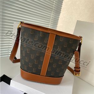 Bolsos de diseñador Bolso de cuero real Logotipo de los hombres de las mujeres Bolso de cubo Bolso de lujo Diseñador Canal de moda Patrón liso Bolsos de hombro de moda monedero