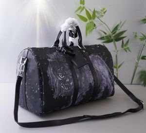 Bolsas de diseñador unisex bolso de viaje negro lion boceto de cuero hombre bolsa de viaje bolso de equipaje bolsas de bolsas de lona para mujeres bolsas de yoga de yoga bolsos para hombros con cremallera bolsos de mano