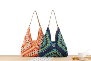 Bolsas de diseñador tejido bolso de playa colorido bolso de punto de punto