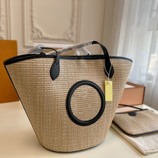 Bolsos de diseñador Bolso de playa de paja para mujer Bolso de lujo Bolsos de compras de ganchillo Bolsos Bolso de dama de moda