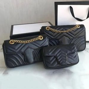 Designer Purse Femmes Sacs à bandoulière Marmont Sac à main Classique 3 Taille Lady Fashion Cross Body Fourre-tout en cuir Messenger Shopping Totes Lady Wallet avec sac à poussière