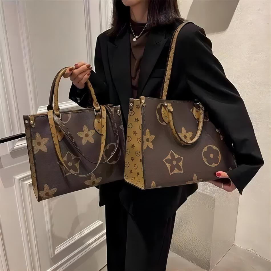 Designer väskor Kvinnor Onthego handväskor flätat kohud läder vild vid hjärtan leopardtryck lyx handväska handväska axelväska