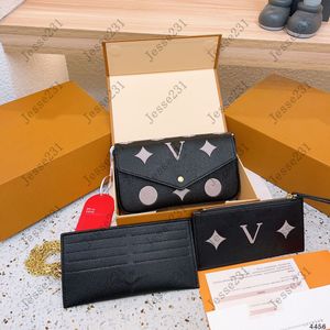 Sacs de créateurs Femmes en cuir véritable Empreinte Lady Bag sac à bandoulière 3pcs / set Sacs à bandoulière Embrayage Sac à main Messenger Sacs à main portefeuille Avec boîte code de date numéro de série