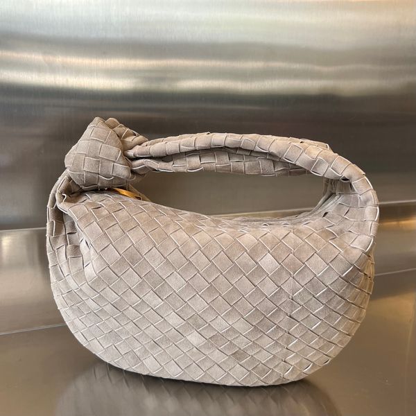 Bolsos de diseñador Tejido de cuero real Totes de tamaño mediano Marca de lujo Bolso de hombro Bolsos de nudo Gamuza de punto Hecho a mano de alta calidad para mujer con caja