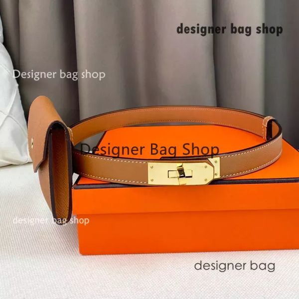 Bolso de diseñador Bolsa de cinturón de cuero de calidad superior para mujer Vestido simple Bolsas de cintura 100% piel de becerro Mini bolsa Monedero para teléfono celular con caja