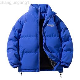 Designer Balanciaga Veste Vers Le Bas Haut De La Ligne Paris World Pure Original Cola Wave Pain Manteau Épaissi Manteau Couple Coréen Vers Le Bas Coton Manteau Balencaigaity Bleu