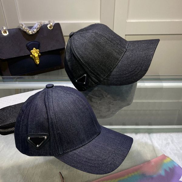 Diseñador de gorras de béisbol Gorra informal Deep Denim Street Moda Sombreros para mujer 2 colores Cúpula de vaquero sólido