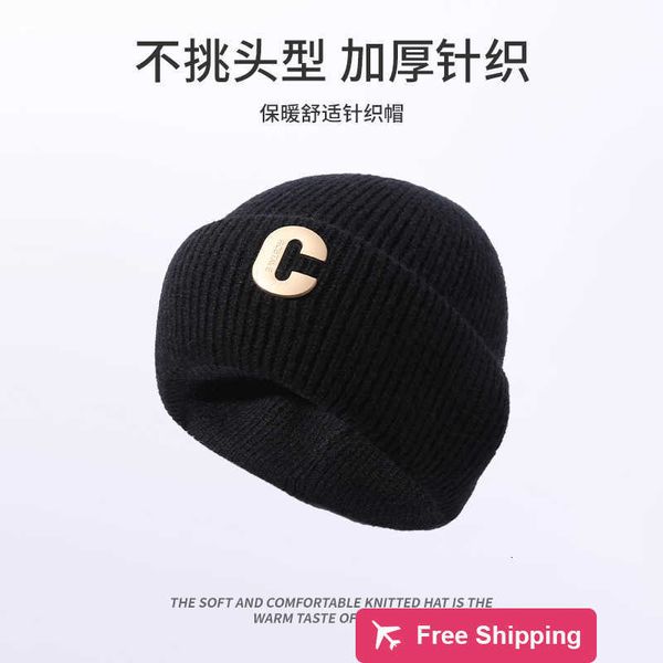 Designer Ball Caps Gorro tejido con pelo de conejo para mujer en otoño e invierno, fragancia pequeña, cabeza grande en forma de C, protección para los oídos, aislamiento grueso, ajuste cálido, gorro para el frío 0ZLT