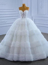 Designer bal trouwjurken Sexy Sweetheart Lagen Lagen ruches lange bruidsjurken met korset terug echte foto's CPH402