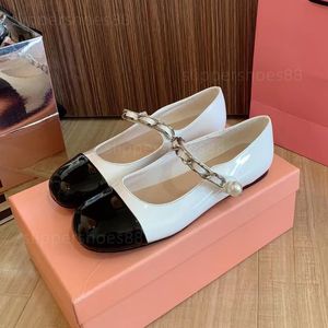 designer ballerina flats mary jane schoenen voor vrouwen lakleer blokhak mary janes pumps slingback hakken parel gesp t band platte pomp balletschoenen