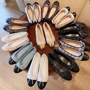 Designer Ballet Shoes Cowhide Ballet Flats Dance Shoes Fashion Women Black Flat Boat Shoe Sandal Lady Leather Lazy Laafers