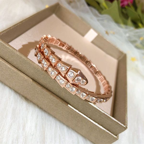 bracelet de créateur taille 17 à 19 bracelets serpent bracelet plaqué or 18 kg bijoux pour fête 2 styles bracelets de bijoux en argent or esthétique forme de serpent design coffrets cadeaux boîte