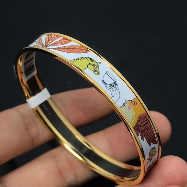 Bracelet de créateur en acier inoxydable avec boucle en or, peintures en émail, bijoux à la mode pour hommes et femmes, 18cm