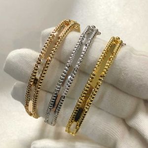 Designer Bangle Sweet VanCF Armband Jade Gold Smalle Caleidoscoop Dames Dik 18k Rose Gold Modieuze Niche Volledige Diamond Clover Armband M49T