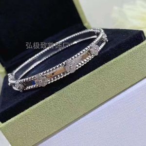 Bracelet de créateur Sweet VanCF Bracelet Jade V Gold Kaléidoscope Édition étroite Single Row Full Diamond Rice Ball Bracelet pour femmes de luxe AW48