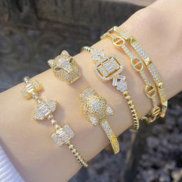 Designer Bangles bracelet pour les femmes hip-hop de la rue européenne et américaine bracelets cubains personnalité de la mode tête de léopard bracelet femme