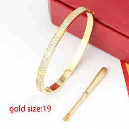 Designer Bangles Design Bangle armbanden voor damesheren Dubbele rij Volledige Diaond roestvrij staal Gold Bakle Bracelet Fashion Jewelry Ladies Bracelet Silver Rose