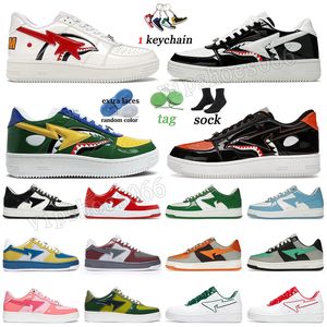 Ontwerper Bapestar OG Originele Casual Schoenen A Bathing Ape Heren Dames Platform Trainers Ster Schoen Platform Leer Shark Wit Zwart SK8 Sta Sneakers Dhgate Loafers