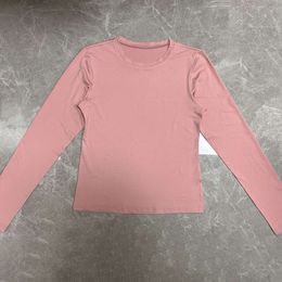 Cortique de base de base Spring et automne couleur solide Slim Pullover T-shirt Womens Street Topspring and Automn Color Color Slim Fit Bottom T-shirt 3xec