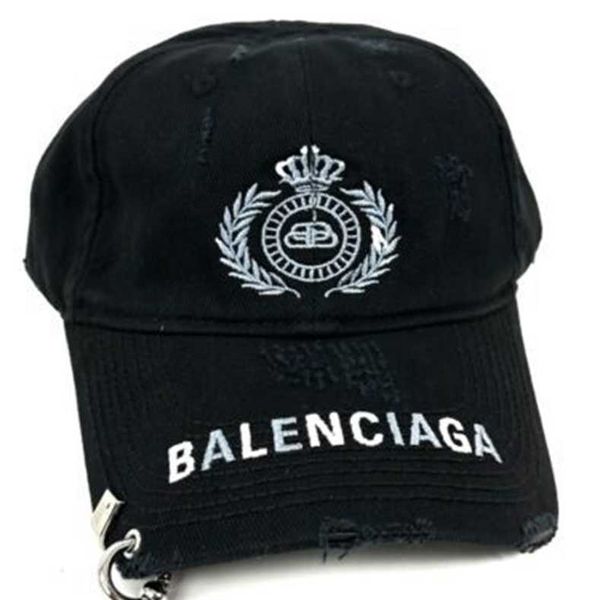 Chapeau de baseball de créateur Boule de mode d'été brodée BELENCIAGAA CENTRE DÉTERNE LOGO PERFORÉ Baseball Coton chapeau noir