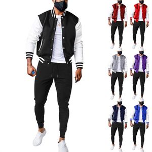 Designer Baseball Uniform Tracksuits Homens Plus Size 3XL Dois Conjuntos de 2 Peças Outono Inverno Manga Longa Patchwork Jaqueta e Calças Outfits Casaual Sweatsuits Roupas 11000