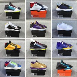 Designer basketbalschoenen heren Mamba 5 Bruce Lee Chaos Lakers PJ Tucker USA WHAT IF PACK Hall Of Fame 5 Rings Black Out Dark Knight met doos