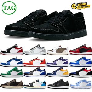 Chaussures de basket-ball de designer avec boîte Jumpman 1 Low Top OG 1S Wolf Grey Smoky Blanc Noir Rouge Toe Court Violet Paris Hommes Femmes Baskets de marche en plein air Eur 36-47