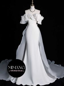 Designer Bateau Light Widding Robe 2024 Nouvelle robe de mariée en satin haut de gamme Robe de sirène