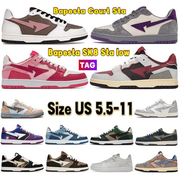 Diseñador Bathing Apes Zapatos casuales Nigo Hombres Mujeres Vintage Blanco Rosa Niebla Gris Real Púrpura ABC Camo Rosa 16 Aniversario Zapatillas de cuero Zapatillas de plataforma clásicas