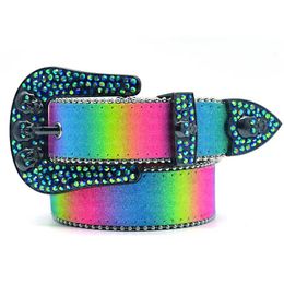 Designer Belt Simon Belt voor mannen Women glanzende diamantgordel zwart op zwart blauw wit multicolour met bling steentjes als geschenktailleband met doos modebelt006