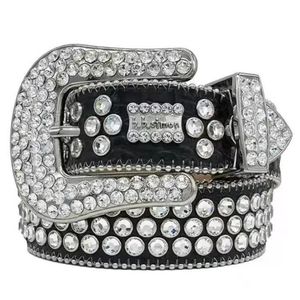 Designer BB Belt Simon Belt voor mannen Women Glanzende diamantgordel Zwart op zwart blauw wit multolour met bling steentjes 215y