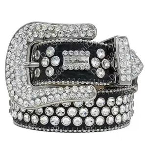Designer BB Belt Simon Belt voor mannen Women glanzende diamantgordel zwart op zwart blauw wit multolour met bling steentjes als cadeau274i
