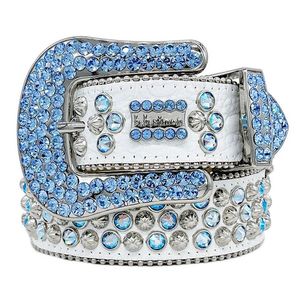 Designer Bb Simon Riemen voor Heren Dames Glanzende diamanten riem Zwart op Zwart Blauw wit veelkleurig met bling strasssteentjes als geschenk249F