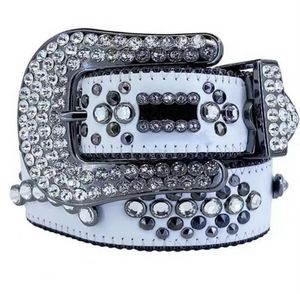 Designer BB Simon Fashion Trends Belt voor mannen Women Glanzende diamant zwart blauw wit multicolour met bling steentjes retro naaldgespanden