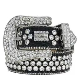 Designer Bb Simon pour hommes femmes ceinture de diamant brillant sur noir bleu blanc avec strass Bling comme cadeau