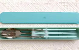 Designer Be Forks Lepels Chopsticks roestvrij staal servies set servies met case kerstcadeau super10016844951