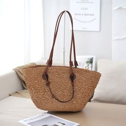 Bolso de playa de diseñador, cesta de mano tejida a mano de algas marinas francesas, bolso de paja tejido de gran capacidad para mujer
