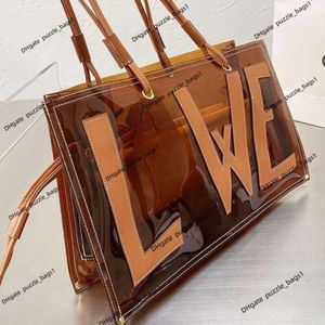 Designer strandtas dames enkele schouderhandtas hoogwaardig leer nieuwe grote letters duidelijke jelly tas tas buiten casual handheld grote capaciteit boodschappentassen