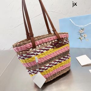 Diseñador Bolsas de playa Rafias Cesta Paja Anagrama Bolsa Fold Shopper Womans 5A Tote Bolso de mano Embrague de viaje para mujer Verano Cross Body Pochette Bolsas de tejido de hombro