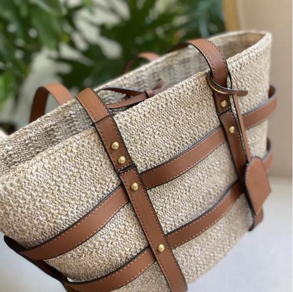 Bolsos de playa de diseñador Bolso de mano tejido de paja Bolso de mujer Casual Summer Beach Bolsos de gran capacidad Bolsos de compras para mujer