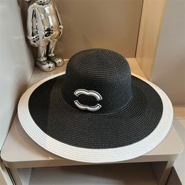 Hat de plage de créateur pour femmes du soleil paille de soleil pliable de la plage d'été pliant des chapeaux de seau de vacances à la mode