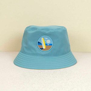 Designer Beach Hat Unisex Blue Geel Nylon dubbelzijdige visserhoed Vizier/hoedomtrek emmer hoed