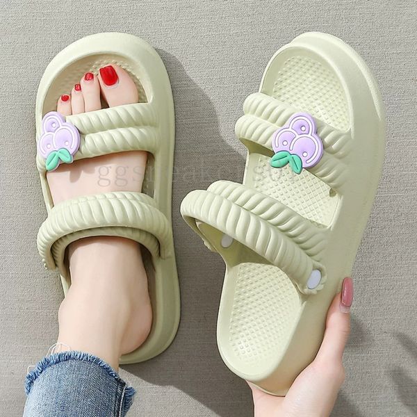 Designer plage diapositives pantoufles appartements femmes sandales tongs glisser mules décontracté kawaii filles été maison toboggan vert