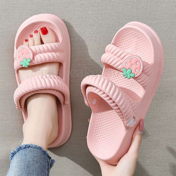 Designer plage diapositives pantoufles appartements femmes sandales tongs glisser mules décontracté kawaii filles été maison diapositive rose